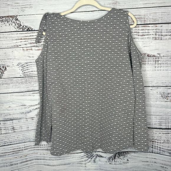 Lane Bryant Grey & White Polka Dot Cold Shoulder Long Sleeve 26/28 - Picture 3 of 3
